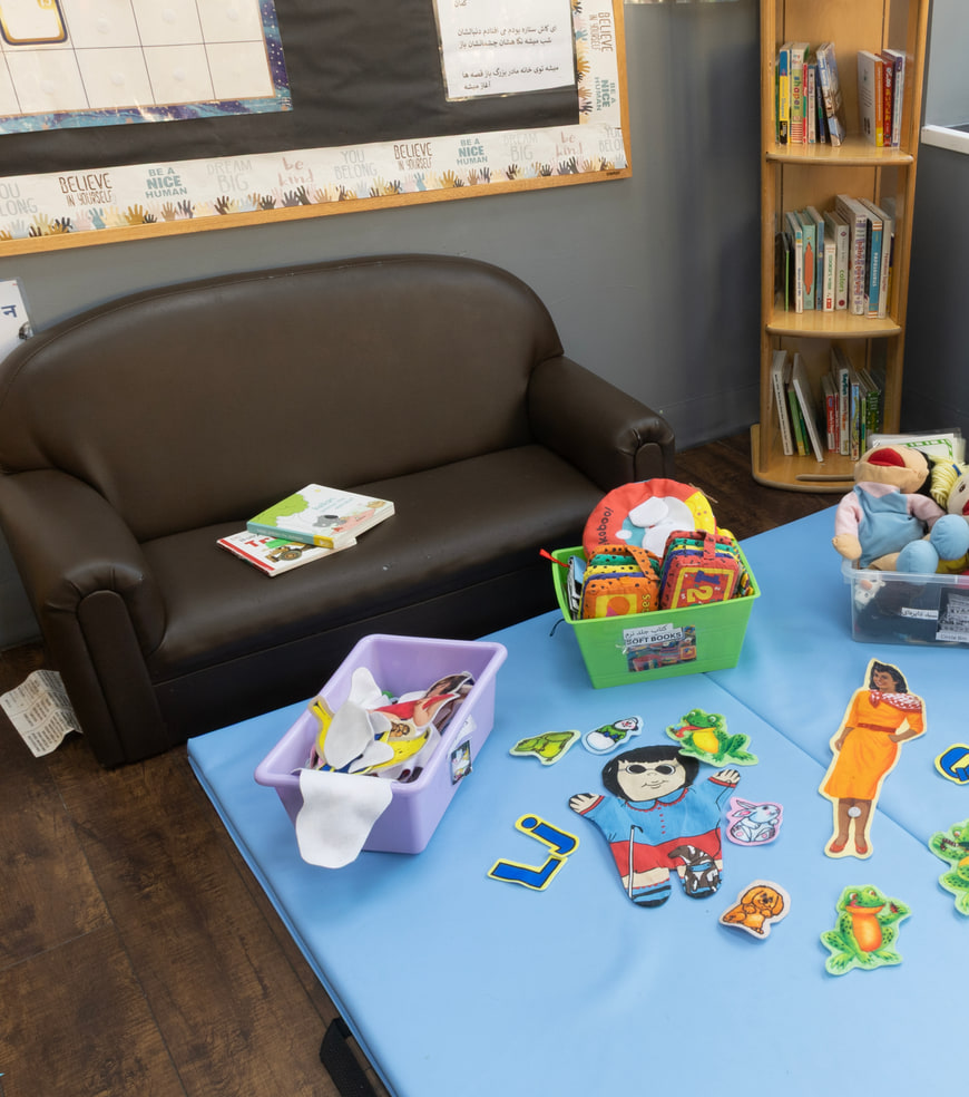 A welcoming Tender Years reading and language corner