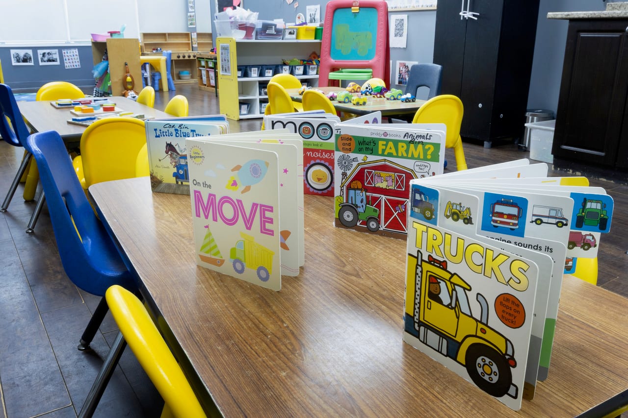 Board books and early literacy materials prepared for young children
